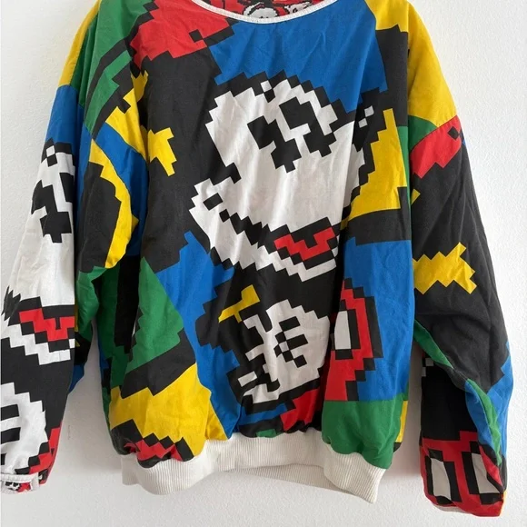 Vtg 80’s Reversible Vibrant Disney’s Mickey Mouse Pixel Art puffy mens shirt - Picture 1 of 4